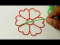 hand embroidery tutorial with modified checkered stitch, back stitch, cross stitch and flower stitch