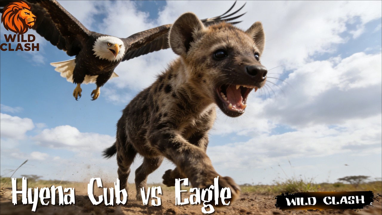 Eagle Attacks a Hyena Cub – A Sudden and Brutal Predator Chase | Wild Clash