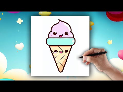 How To Draw A Cute Ice Cream Cone 