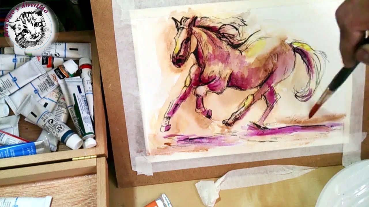 dinero Asesino Disponible Como pintar un caballo con acuarela y tinta: como pintar con acuarela -  YouTube