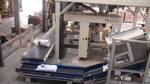 11105- SYMACH FILLstar bagger horse feed paper bags Palletizer Wrapper