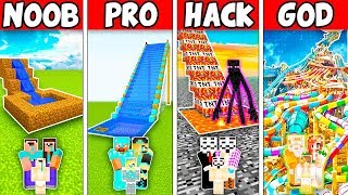 Minecraft: FAMILY SUPER SLIDE CHALLENGE - NOOB vs PRO vs HACKER vs GOD in Minecraft Animation