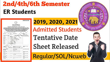 2nd/4th/6th Semester ER Student Tentative Date Sheet Released 2024 l May June Date sheet 2024