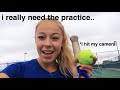 playing tennis + messing around at work!!