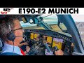 Piloting EMBRAER 190-E2 into Munich Airport | Cockpit Views