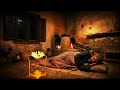 صوت الباجور القديم وطقطقة الحطب للنوم العميق في كوخ ريفي دافئ الاسترخاء التام  