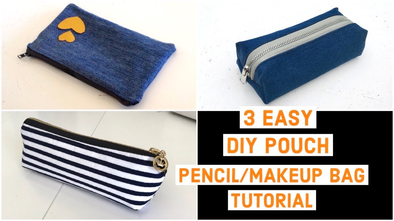 DIY Makeup Cosmetic Bag  How to make a Cute Pouch with 3
