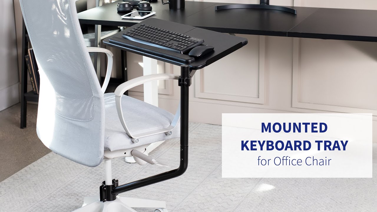 Black Office Chair Mounted Keyboard Tray