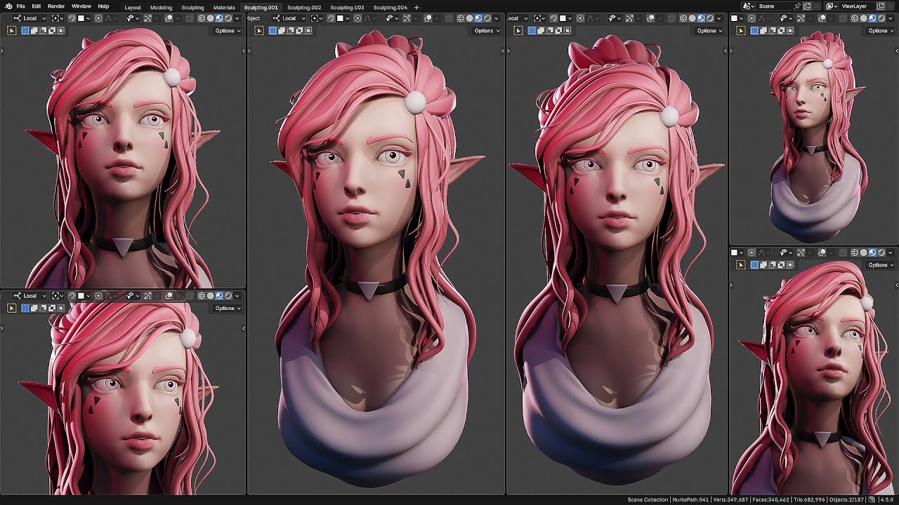 Sculpting Elf Girl in Blender