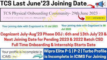 Wipro Elite P-1 P-2 | Turbo Profile Incomplete Mail TCS Last Joining Date | Cognizant New & Next DOJ
