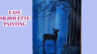 deer painting acrylic easy beginners tutorial step silhouette