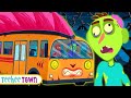 Wheels of spooky bus go round and round  more scary skeleton songs for kids  teehee town