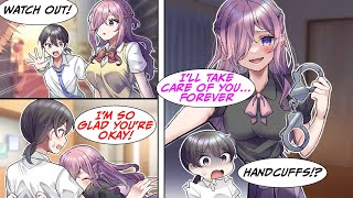 [Manga Dub] My step sister hates me... After saving her, she tries to handcuff me...!? [RomCom]