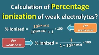 Calculation of percent ionized of weak electrolytes