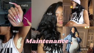 maintenance vlog: clip ins, nails, Brazilian wax on myself at 33 weeks pregnant, & packing | vlogmas