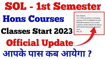 Sol first semester classes start message ana start big update | SOL 1st semester classes update 2023