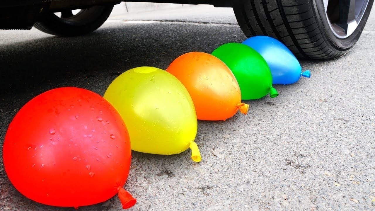 Crushing Experiments Video! &Car vs Crunchy Color Giant Toothpaste Balloons & Soft Things By Car 17