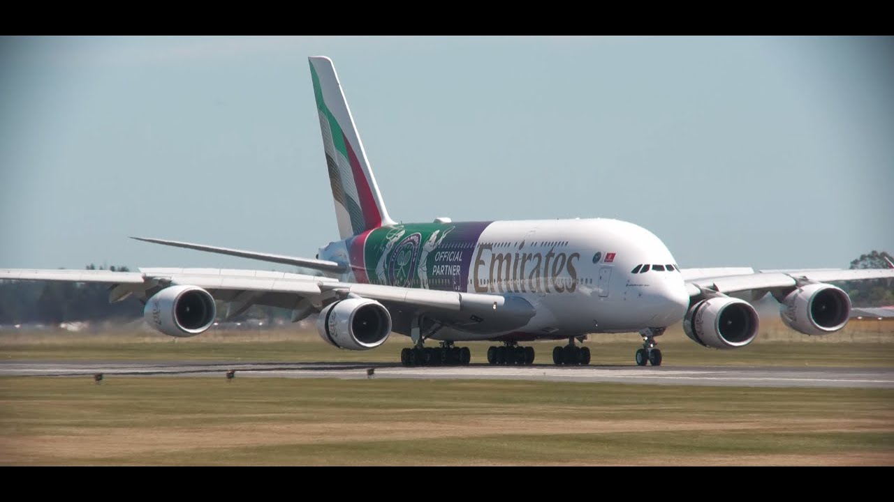 Emirates "Wimbledon Livery" arriving and departing CHC Nov 16th 2025