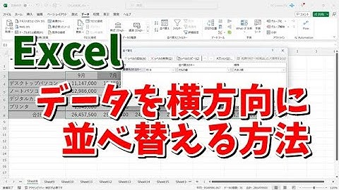 Excelでデータの並べ替えを横方向に行う方法