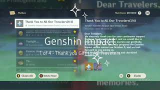 Genshin Impact Anniversary Gift/ Thank you Gift to All Travelers 1/4