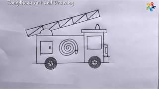 FIRE TRUCK Drawing | Fire service truck drawing Very Easy
