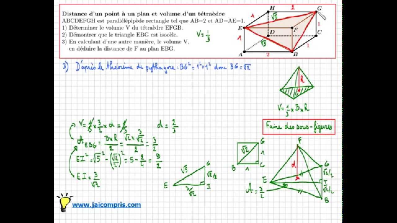 Comment Calculer Le Volume D Un Tétraèdre distance d'un point à un plan et volume d'un tétraèdre - D'après sujet BAC  - YouTube