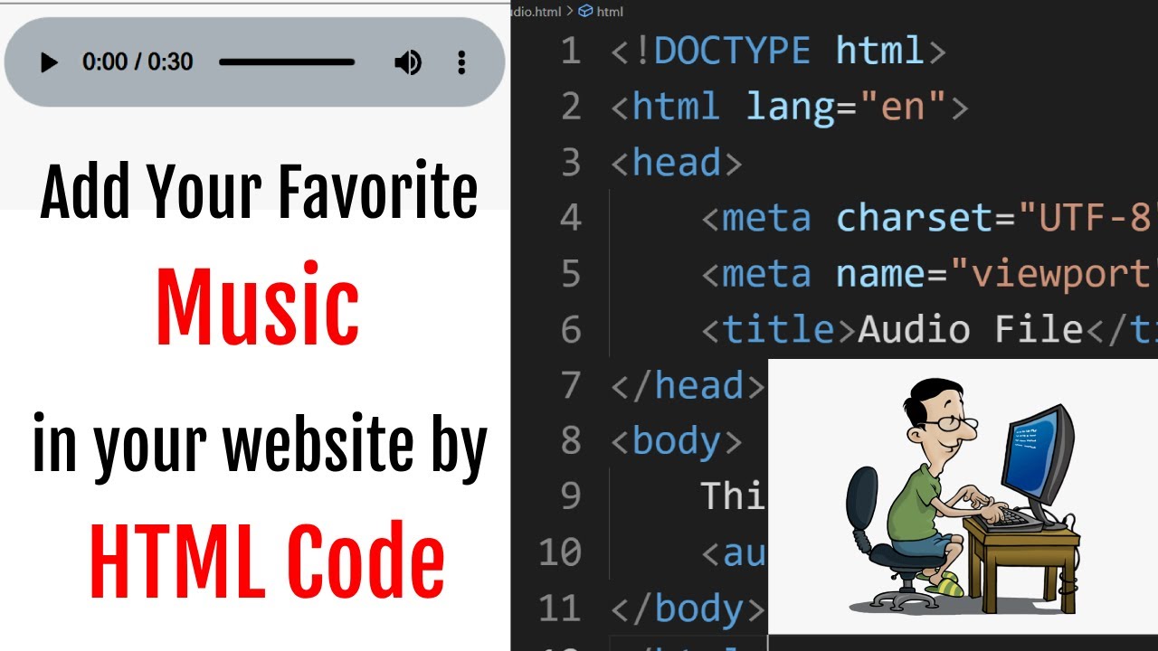 How to add audio in html file? easy Tutorial step by step[Hindi audio ...