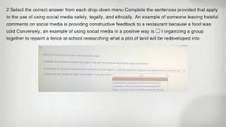 2 Select the correct answer from each drop-down menu Complete the sentences provided that apply to t