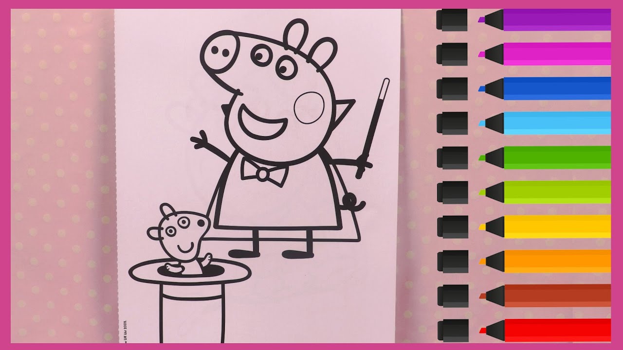 Peppa Pig en Magicienne et Teddy Coloriage
