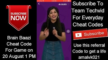 #CHEATCODE | BRAIN BAAZI CHEAT CODE FOR GAME ON 20 AUGUST 1 PM