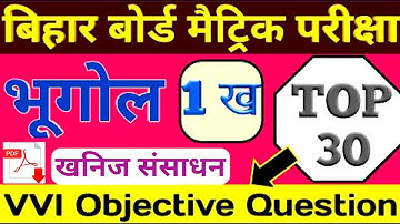 खनिज संसाधन, bihar board class 10 chapter chapter 1 question answer, geography ka objective question