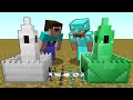 Minecraft battle inside block Noob Iron Castle vs Pro Emerald Castle