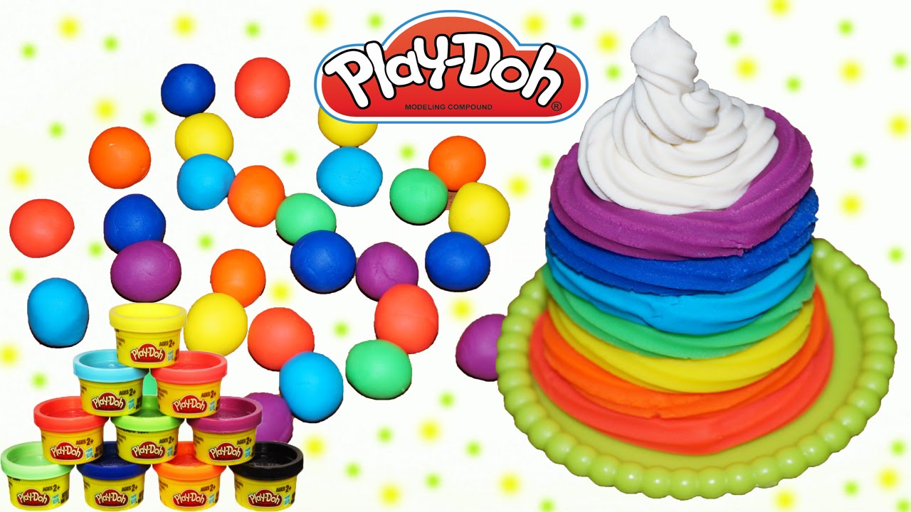 Play Doh Rainbow Ice Cream Rainbow Cake Dippin Dots - YouTube