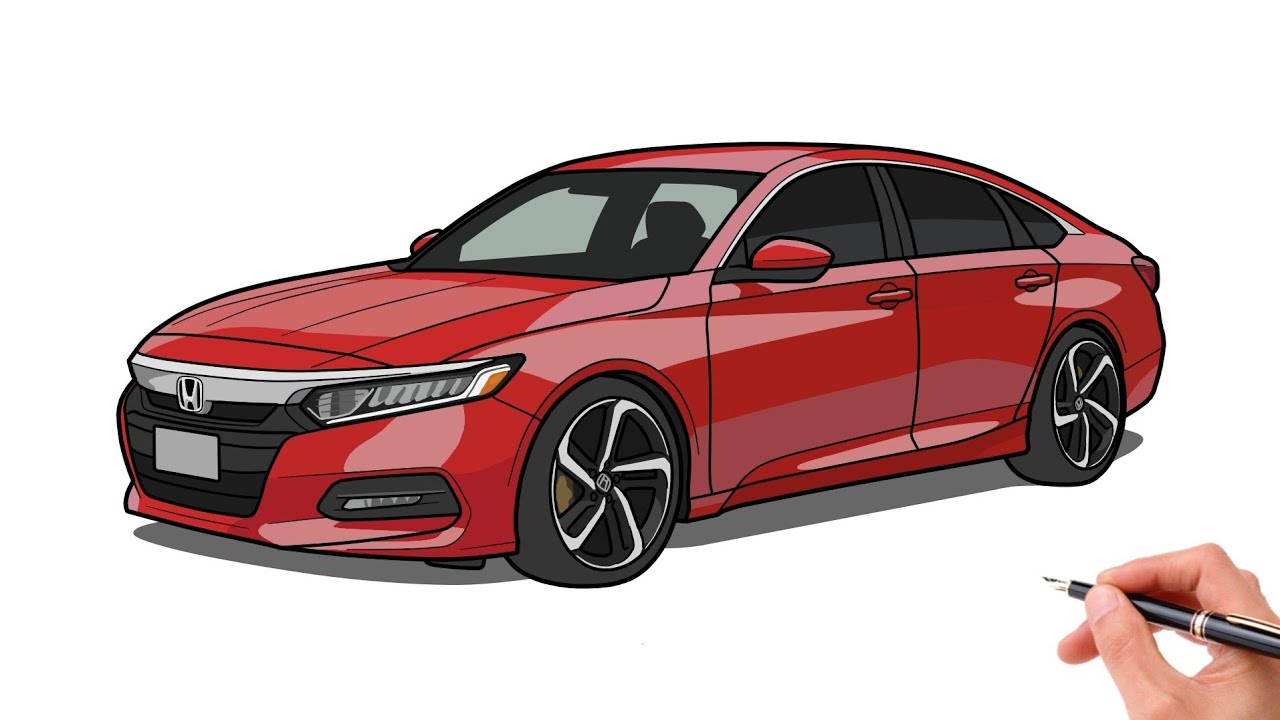 How to draw HONDA ACCORD 2018 / drawing Honda car - YouTube