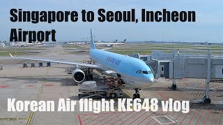 Korean Airlines flight KE648 Singapore to Seoul Incheon Airport, South Korea vlog