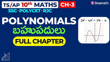 Polynomials: Full Chapter in తెలుగు | TS/AP Class 10 Maths | Chapter 3 | Sreenath Academy