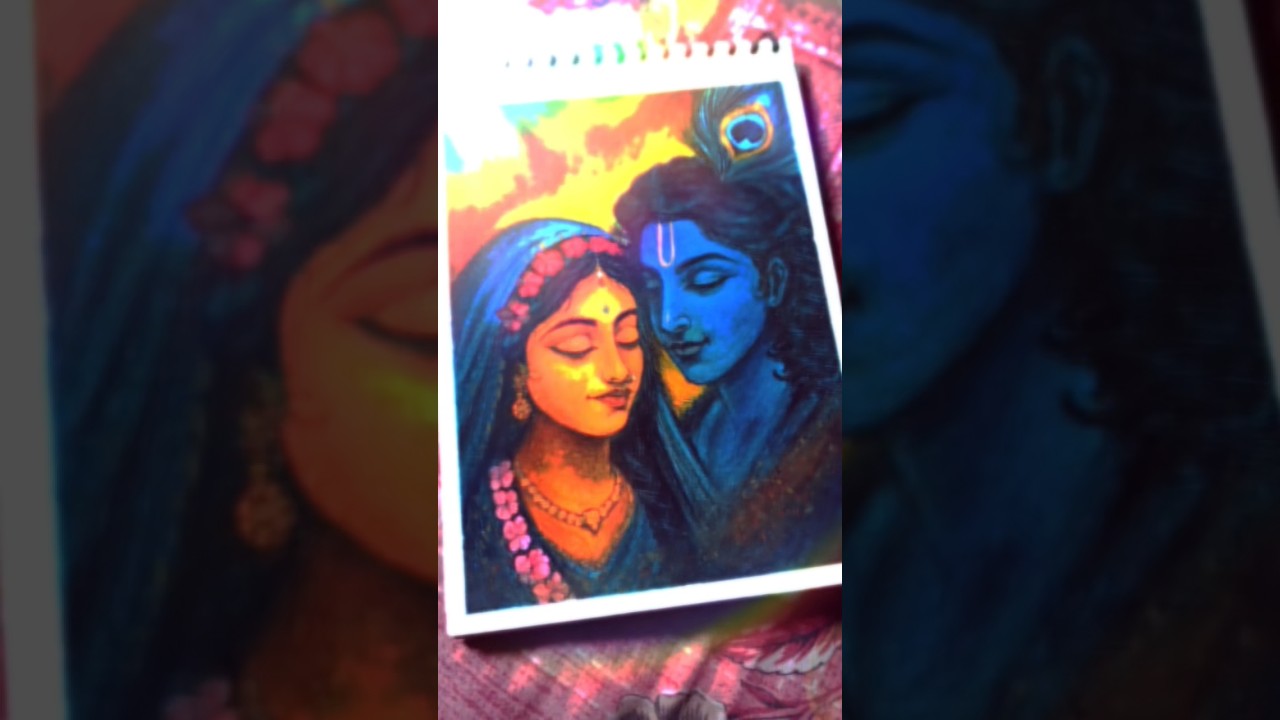 radha krishna drawing with oil pastel ✨