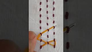 basic hand embroidery super easy borderline embroidery tutorial for beginner #shorts