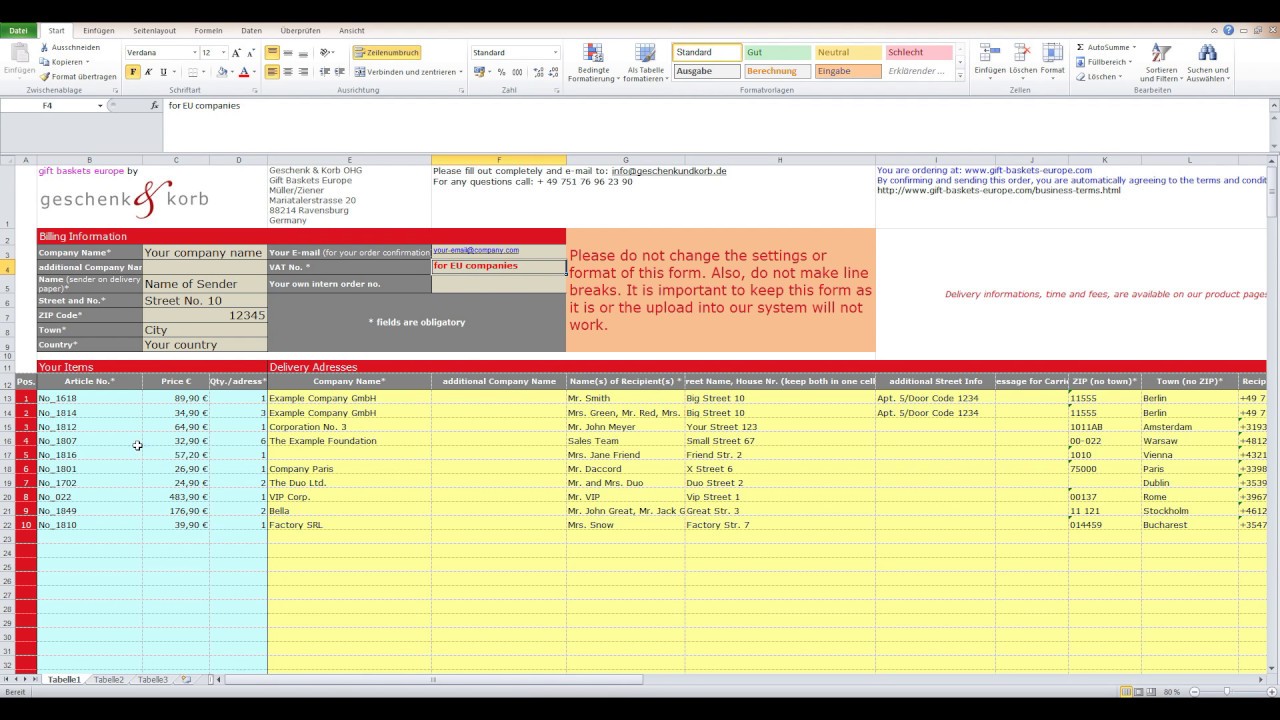 Gift Baskets Europe how to fill in our bulk order form YouTube
