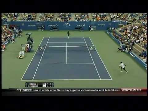 Roger Federer Hits Another Tweener Between The Legs Shot - US Open 2010 - 1st Round