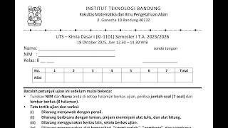 Basic Chemistry I Midterm Exam Review ITB 2025-2026