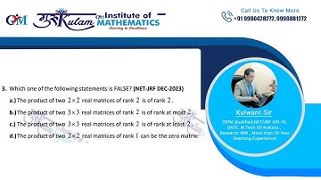 Question 3 | Linear Algebra | NET JRF Dec 2023
