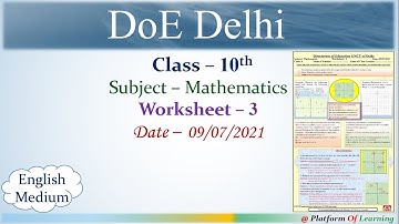 Class 10 Math Worksheet 3 English Medium 9/7/2021 | DoE Delhi Worksheet