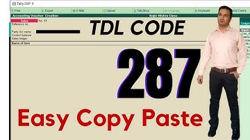 Tally TDL chapter 287 for Easy Copy Paste by Rajiv Mishra Computer Class