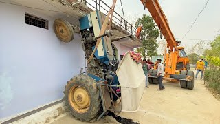 Swaraj 735 Fe Accident Very Funny Trolley Huck Breaked Rescued By Ace Hydra Crane
