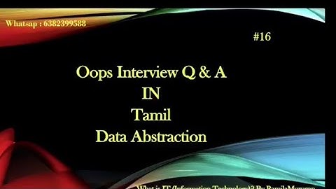 #16 Data Abstraction in Tamil | OOPS Interview Questions & Answers | FAQ on OOPS