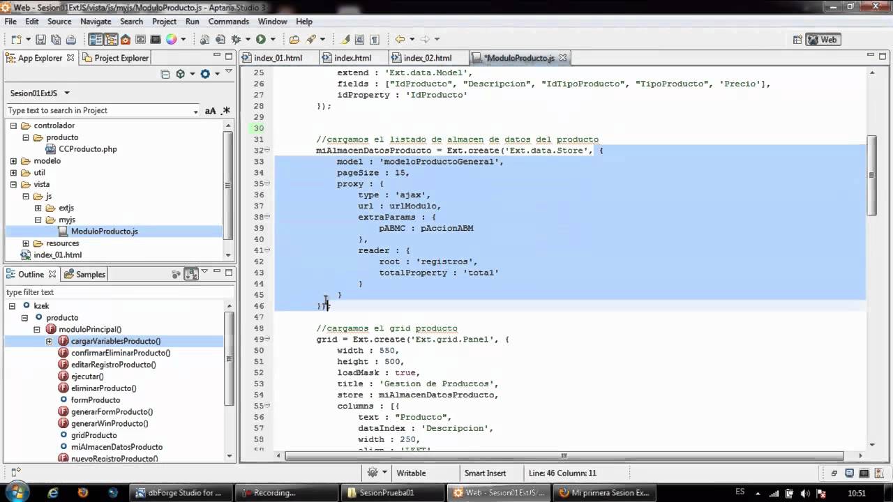 Ext JS 4 Sesion 01 : Grid Panel con Base de Datos - YouTube
