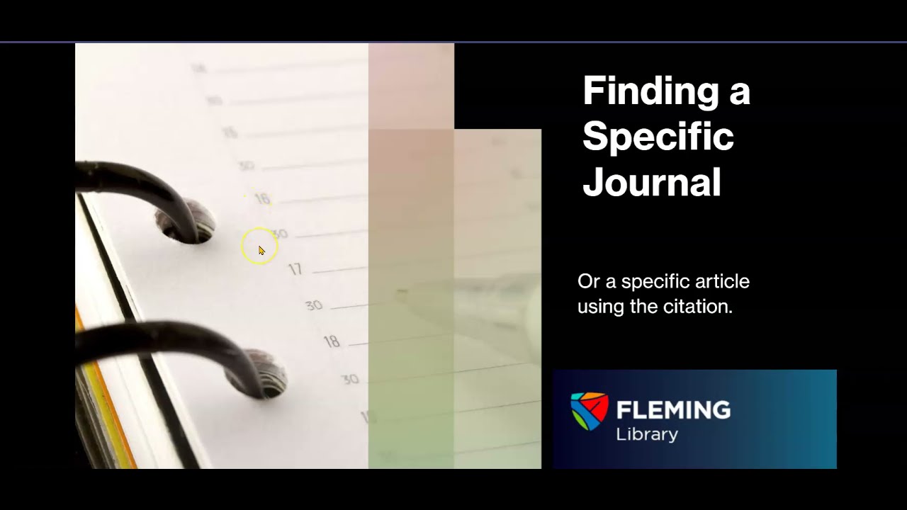 Specific Journal Find a Specific Journal or Article - YouTube