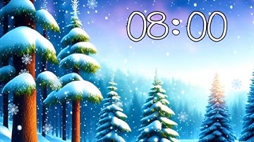 8 Minute Winter Countdown Timer With Animated Snow and Music ❄️🎶