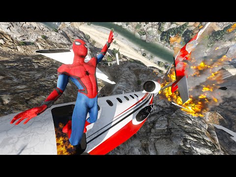 GTA 5 Crazy Plane Crashes Ep.12 | Spiderman Ragdolls (Euphoria Physics)